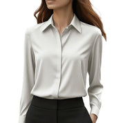 Monica Barstone | Satin Long Sleeve Blouse For Women