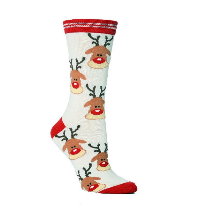 Merry Feet | Red Reindeer Print Christmas Socks Unisex