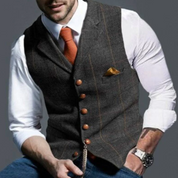 Sebastian King | Slim Fit Tweed Waistcoat For Men