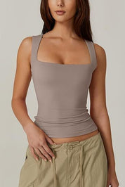 Mia Taylor | Square-Neck Slim Tank Top For Women