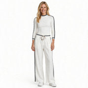 Olivia Kingswell | Striped Trim Two-Piece Set For Women
