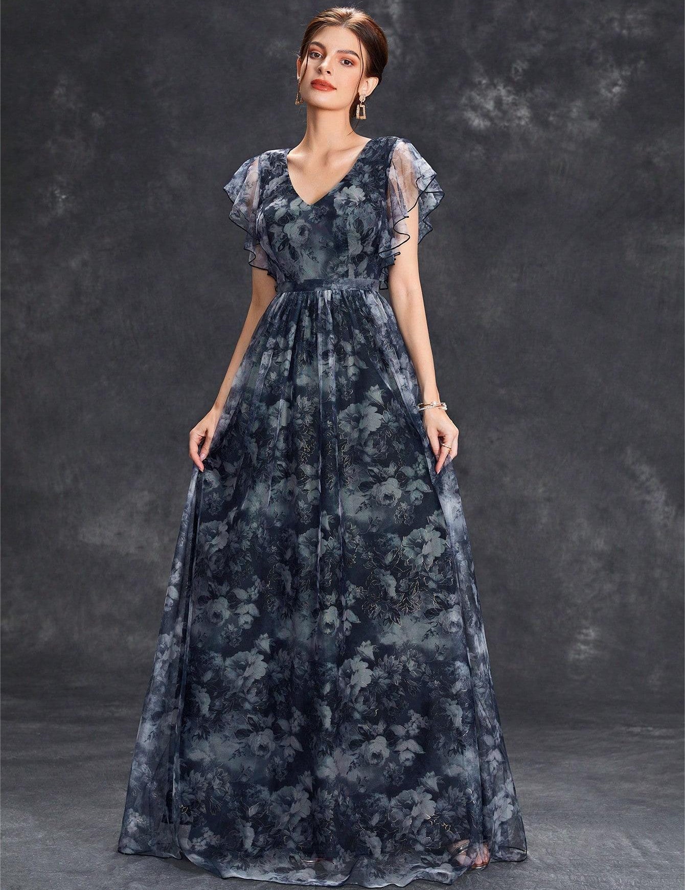 Isabella Reeves | Floral Graduation Dress With Tulle Overlay For Women