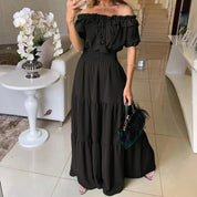 Matilde Malmere | Off-Shoulder Shirred Tiered Maxi Dress For Women