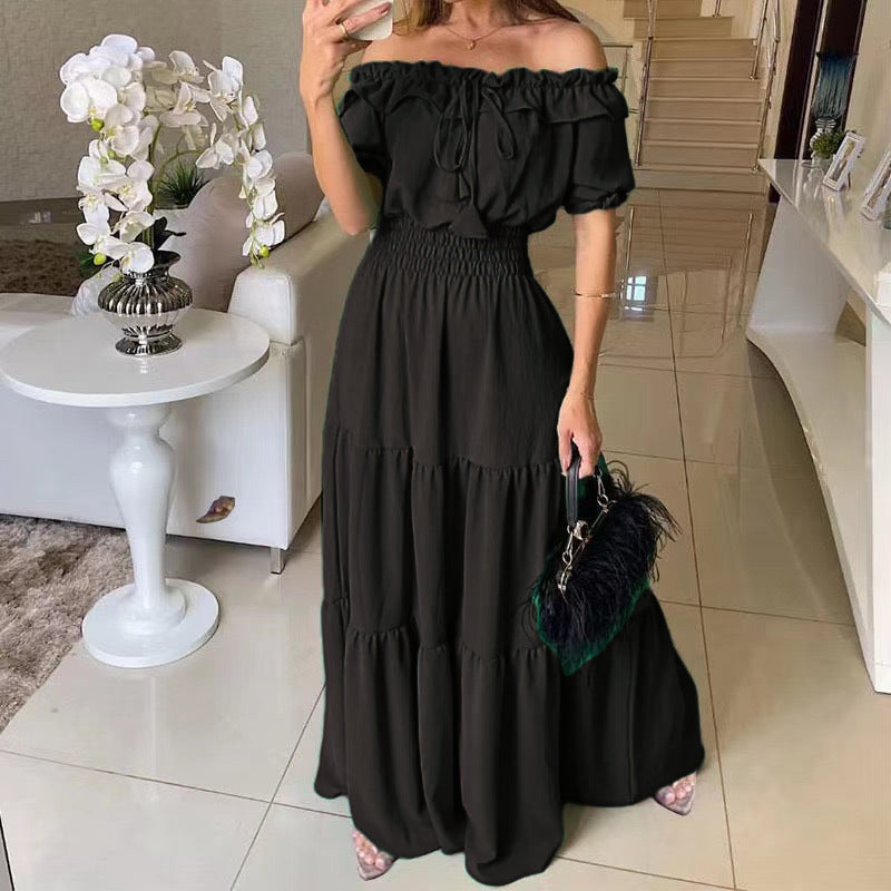 Matilde Malmere | Off-Shoulder Shirred Tiered Maxi Dress For Women