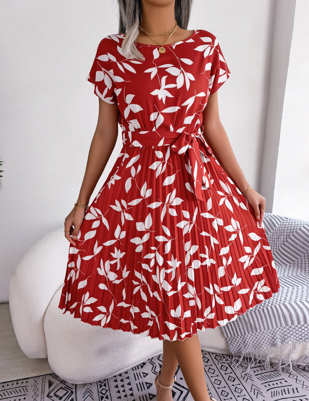 Ella Cooper | Leaf Print Summer Dress For Women