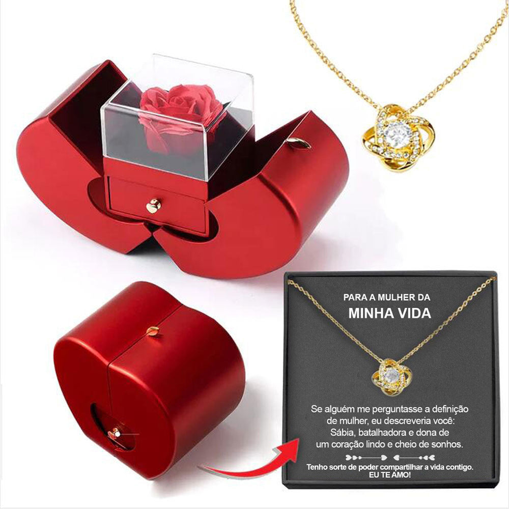 Matilda Cross | Preserved Rose Jewellery Box With Necklace For Women