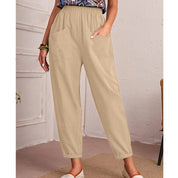 Elise Monroe | Cotton Linen Elastic-Waist Pants For Women
