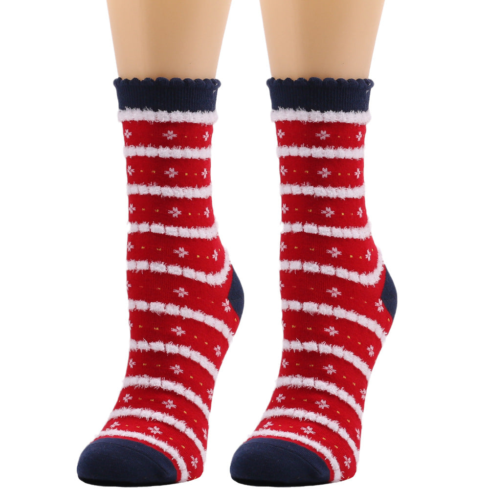 Snowy Wish | Navy Santa Print Christmas Socks For Women