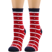 Snowy Wish | Navy Santa Print Christmas Socks For Women
