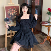 Maddison Reid | Square Neck Lace-Up Mini Dress For Women