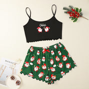Sugar Plum | Green Gingerbread Print Christmas Pyjamas For Women