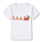 Merry Ember | White Santa Reindeer Christmas T-Shirt Unisex