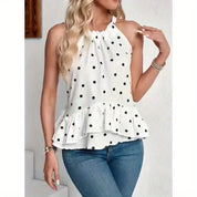 Rosalind Fenwick | Ruffled Tie-Neck Blouse With Polka Dot Print For Women