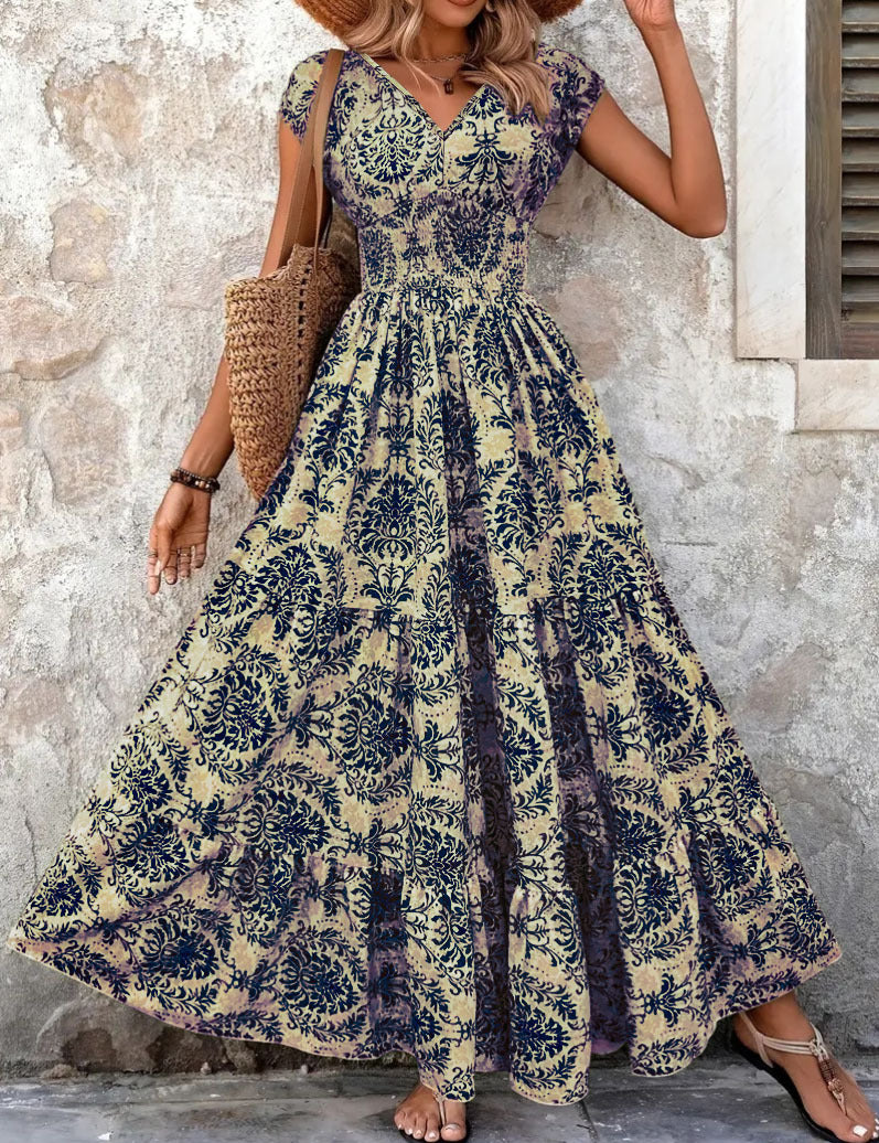 Ella Thompson | Floral V-Neck Maxi Dress For Women