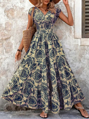 Ella Thompson | Floral V-Neck Maxi Dress For Women