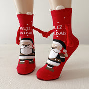 Joy | Red Santa Hand-Holding Christmas Socks Unisex & Couples