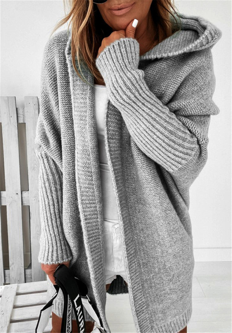 Elise Thornton | Oversized Hooded Knit Cardigan For Women
