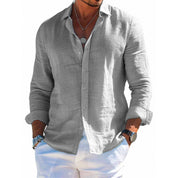 Bruno Harthurst | Grey Relaxed Linen-Look Shirt For Men
