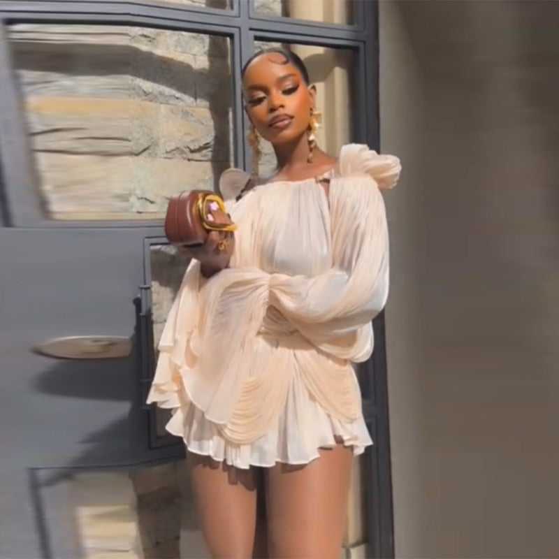 Florence Brown | Off-Shoulder Ruffle Mini Dress For Women