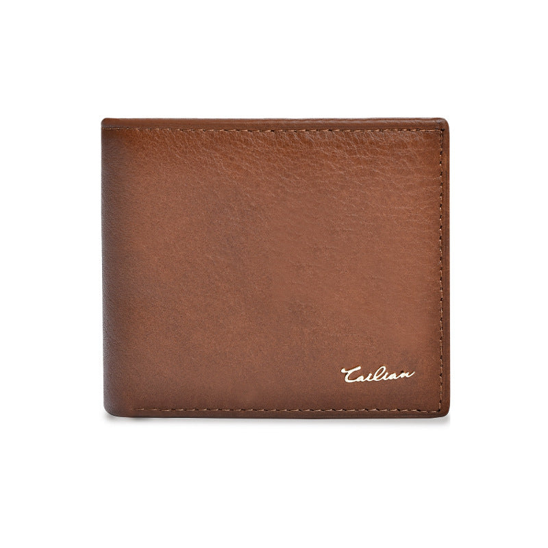 Cowhide Leather Card Wallet - Light Brown