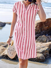 Millie Ashgrove | Striped V-Neck Summer Dress For Women
