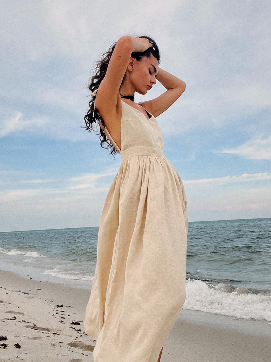 Mia Williams | Cotton V-Neck Midi Dress For Women