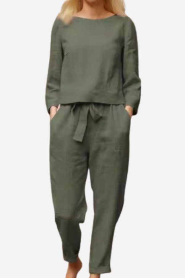 Brooke Patterson | Linen Two-Piece Lounge Set For Women