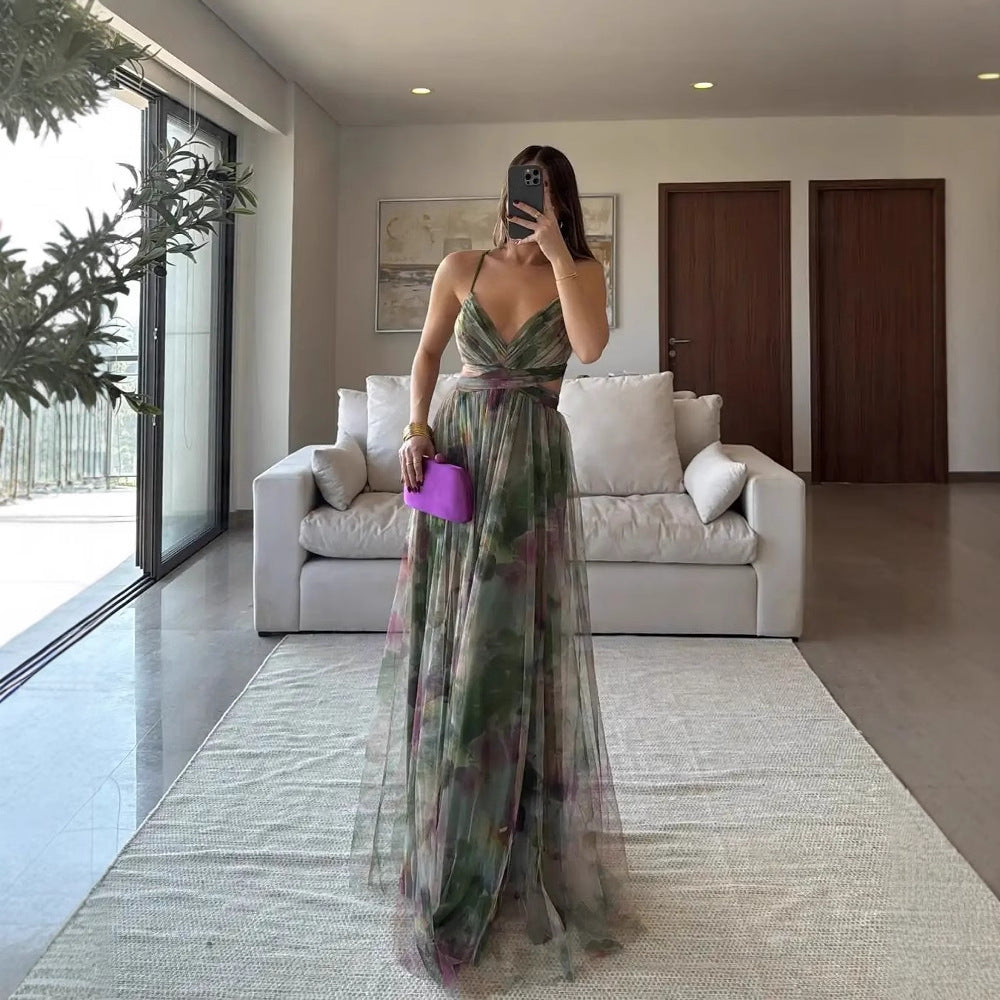 Benedetta Linshaw | Watercolour Floral Mesh Maxi Dress For Women