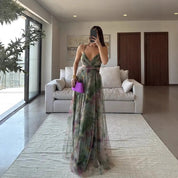 Benedetta Linshaw | Watercolour Floral Mesh Maxi Dress For Women