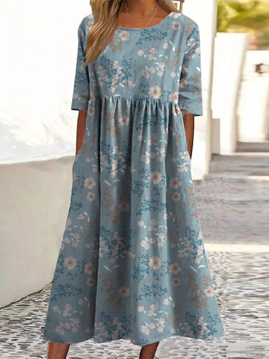Tina Colebridge | Floral Print Half Sleeve Midi Dress For Women