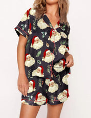 Tinsel Town | Black Candy Cane Print Christmas Pyjamas For Women
