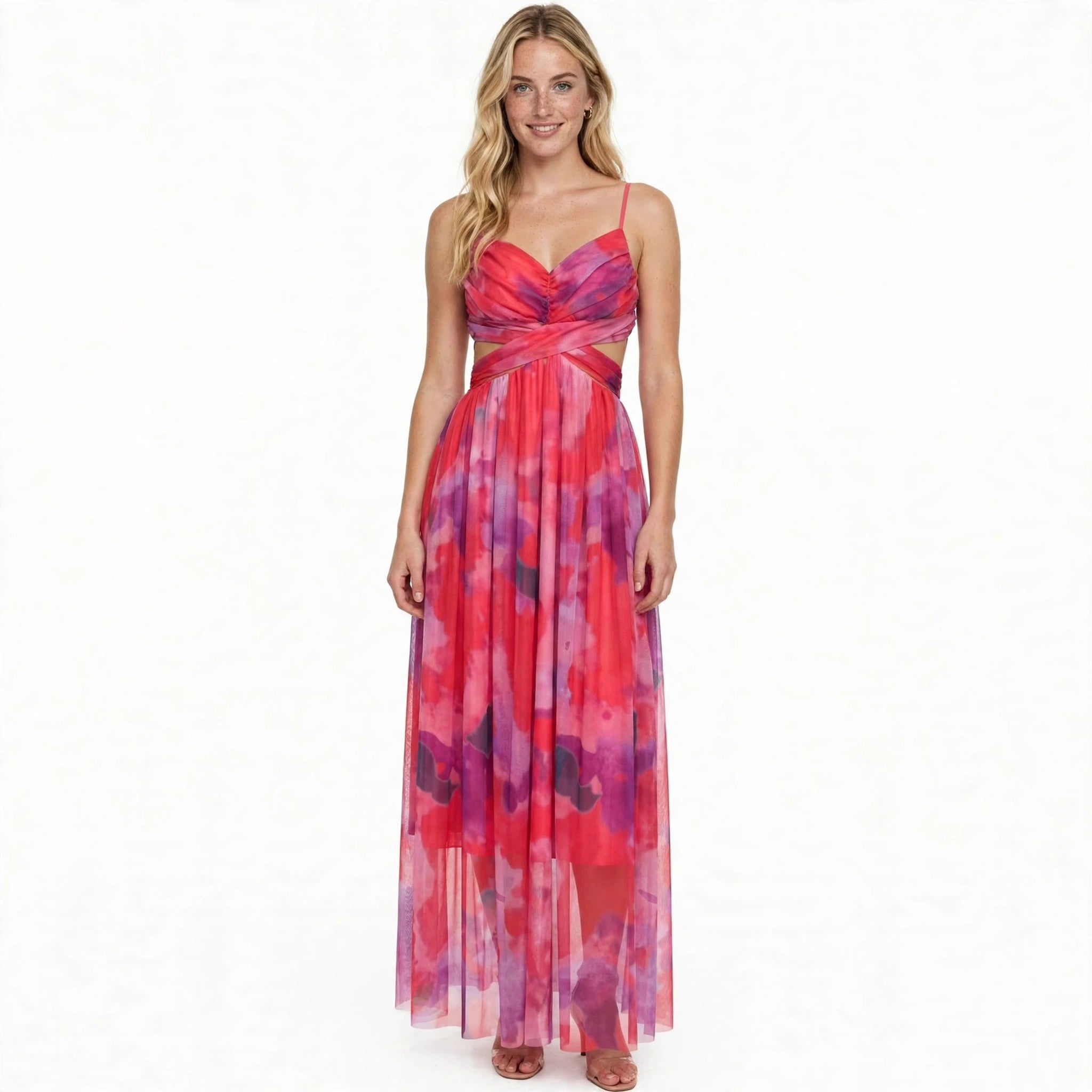 Benedetta Linshaw | Watercolour Floral Mesh Maxi Dress For Women