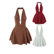 Phoebe Turner | Polka Dot Halter Mini Dress For Women