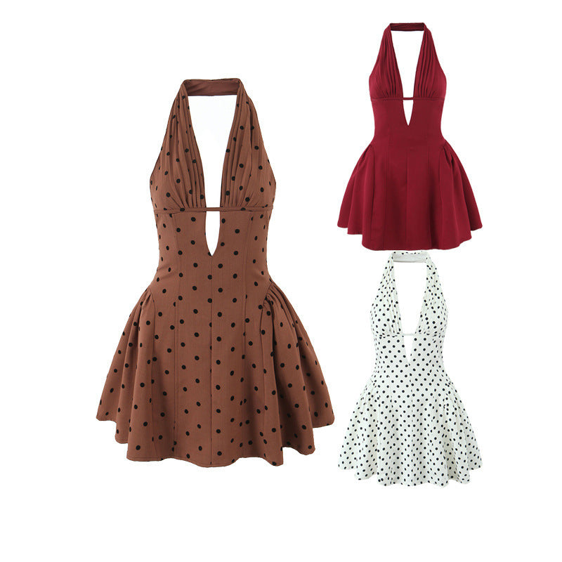 Phoebe Turner | Polka Dot Halter Mini Dress For Women