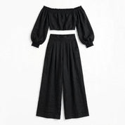 Jasmine Hartnett | Strapless Linen-Blend Set With Wide-Leg Pants For Women