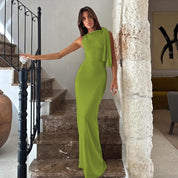 Pia Goldwood | One Shoulder Drape Maxi Dress For Women