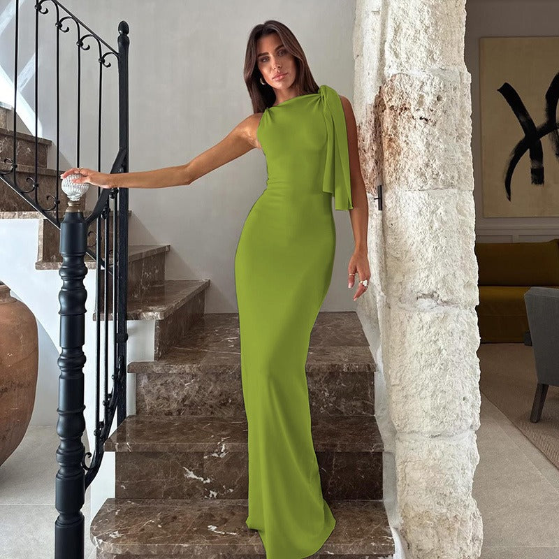 Pia Goldwood | One Shoulder Drape Maxi Dress For Women