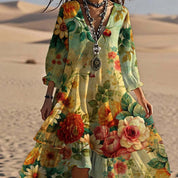 Ava Cooper | Floral V-Neck Midi Dress For Women