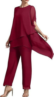 Rossella Dordale | Layered Chiffon Top & Trousers Set For Women