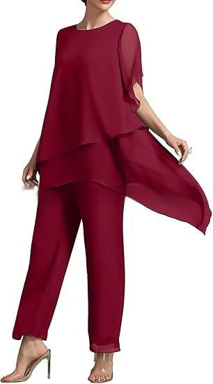 Rossella Dordale | Layered Chiffon Top & Trousers Set For Women