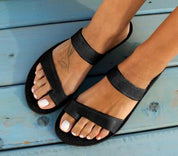 Evelyn Marsh | Faux Leather Flat Sandals For Women