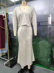 Harper Collins | Satin Maxi Skirt & Knit Sweater Set For Women