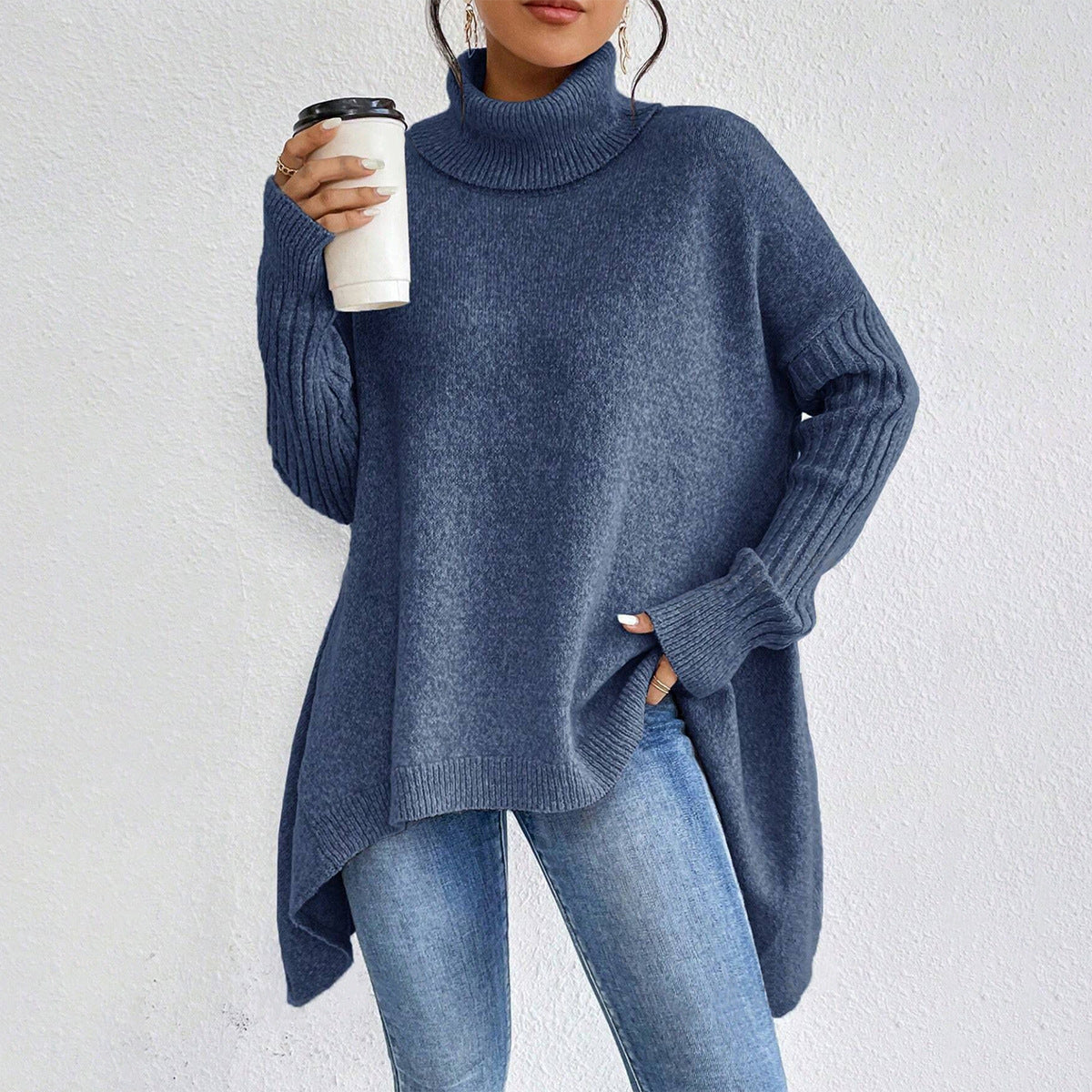 Phoebe Martin | Oversized Turtleneck Knit Sweater For Women