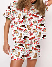 Tinsel Town | Black Candy Cane Print Christmas Pyjamas For Women