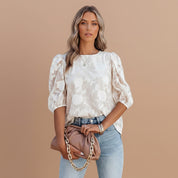 Amelie Rousseau | Floral Puff Sleeve Blouse For Women