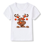 Merry Ember | White Santa Reindeer Christmas T-Shirt Unisex