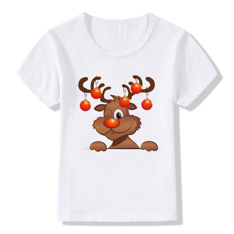Merry Ember | White Santa Reindeer Christmas T-Shirt Unisex