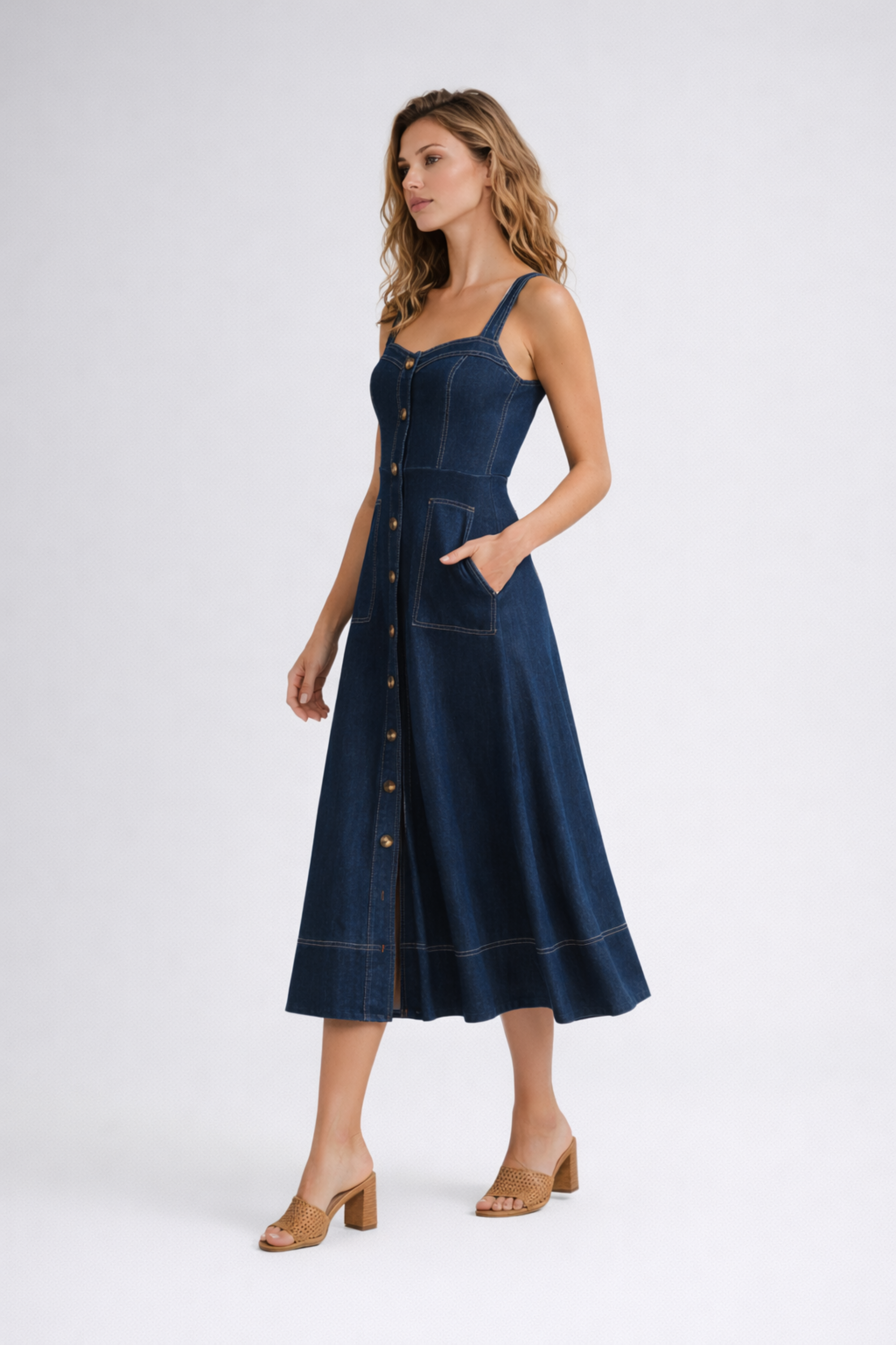 Charlotte Sinclair | Denim Midi Dress For Women