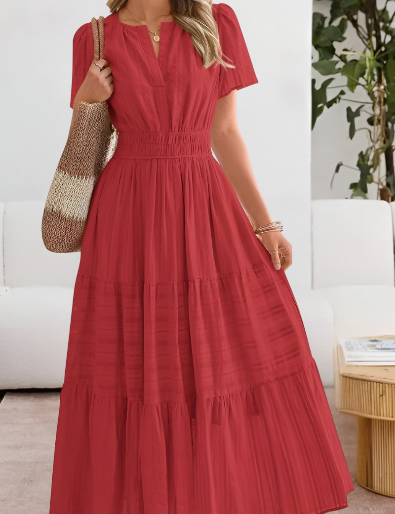 Chloe Evans | Tiered Flutter-Sleeve Maxi Dress For Women