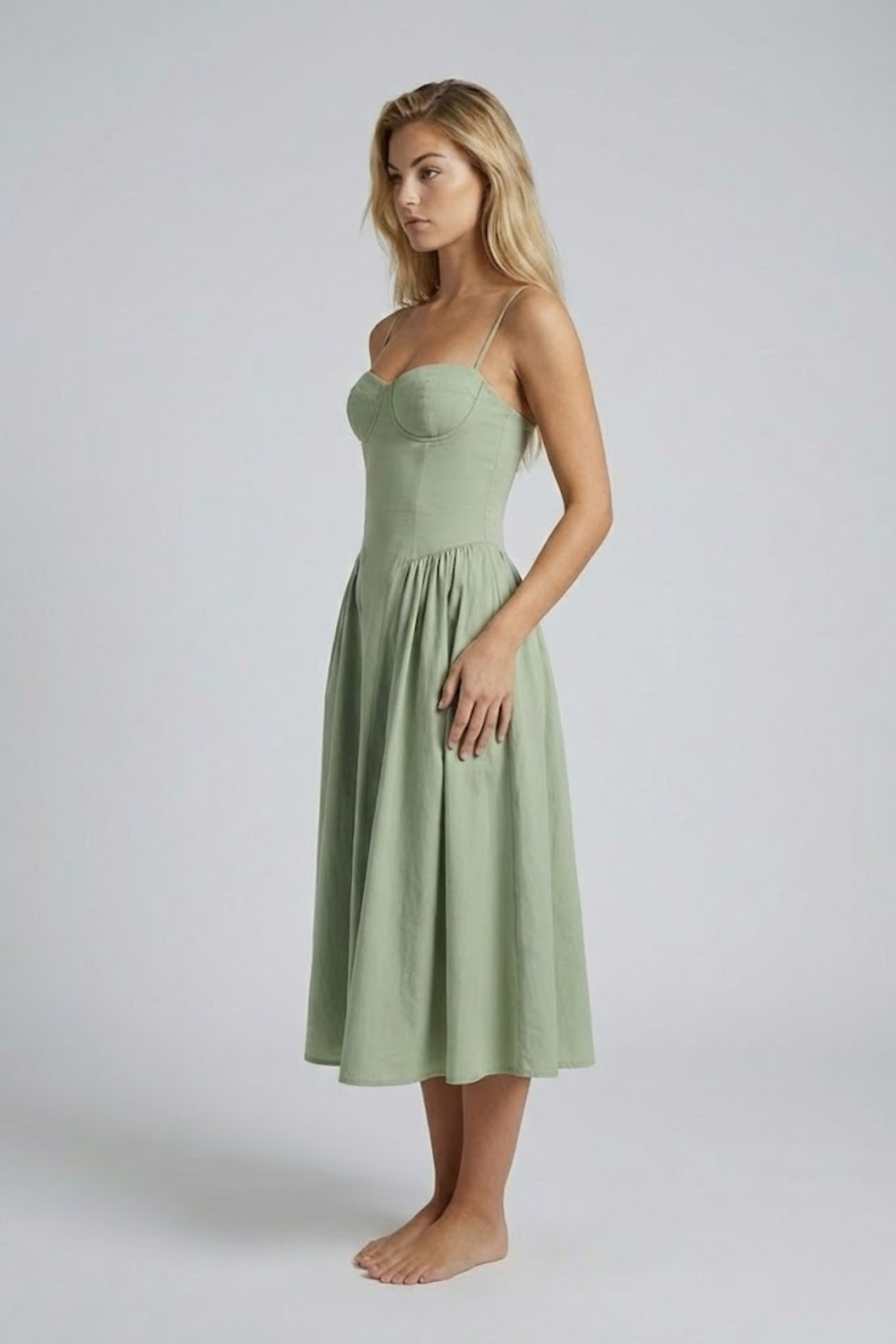 Clara Bellini | Sage Green Midi Dress For Women